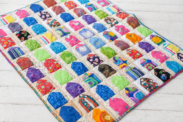 Part of patchwork quilt as background. Handmade — Stock Photo, Image