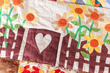 Patchwork Yorgan. Patchwork yorgan arka plan olarak bir parçası. El yapımı. Renkli battaniye.
