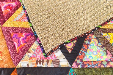 Patchwork Yorgan. Patchwork yorgan arka plan olarak bir parçası. El yapımı. Renkli battaniye.