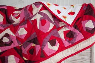 Patchwork yorgan arka plan olarak bir parçası. El yapımı