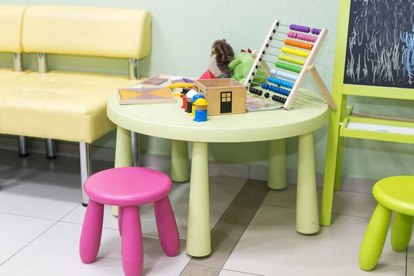 Childhood Development Pedagogy Concept Place Playing Children Equiped Small Table — Stock Photo, Image