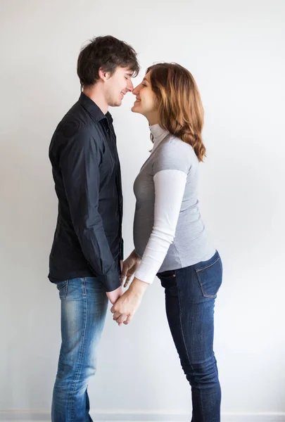 Sentimenti Felicità Concetto Famiglia Due Persone Adorabili Che Amano Guardano — Foto Stock