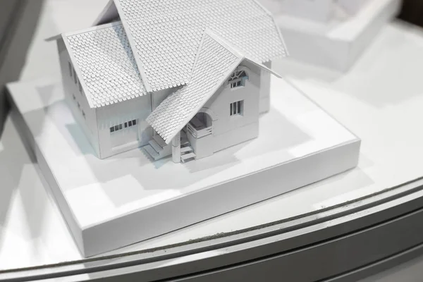 Architecture Design Infrastructure Concept Close Small White Cardboard Model House — Stock Photo, Image