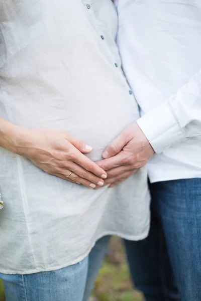 Terhesség Jövő Szülés Koncepció Van Egy Házaspár Egy Férfi Egy — Stock Fotó