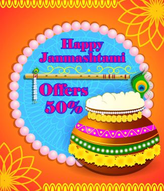 Yaratıcı resim, poster ya da janmashtami kutlama Hint Festivali için banner.
