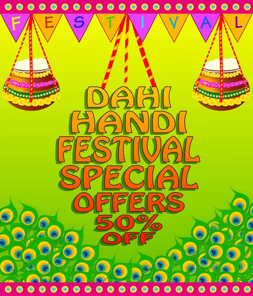Creative ilustrace, plakát nebo nápis pro indický festival janmashtami oslav. — Stockový vektor