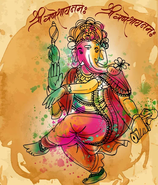 Pintura estilo ilustração de deus hindu senhor Ganesha para ganesh chaturthi festival —  Vetores de Stock