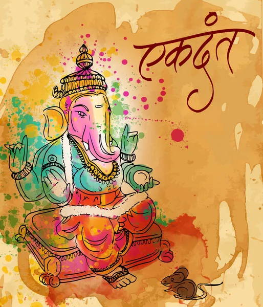 Painting style illustration of Hindu god lord Ganesha for ganesh chaturthi festival — Stock Vector