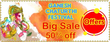 Hintçe Ganapati mesajıyla Ganesh Chaturthi için Lord Ganpati arka plan çizimi