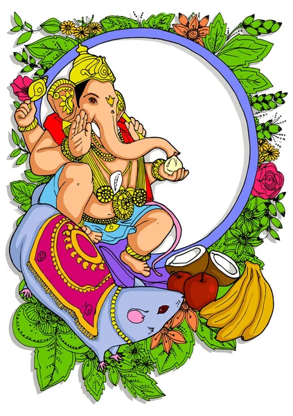 Ilustracja Lord szczęśliwy tło dla Ganesh Chaturthi wiadomości w Hindi Ganapati — Wektor stockowy