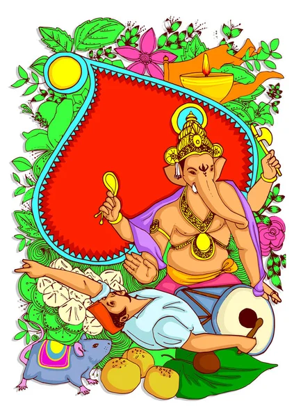 Illustratie van Lord Ganpati achtergrond voor Ganesh Chaturthi met bericht in Hindi Ganapati — Stockvector