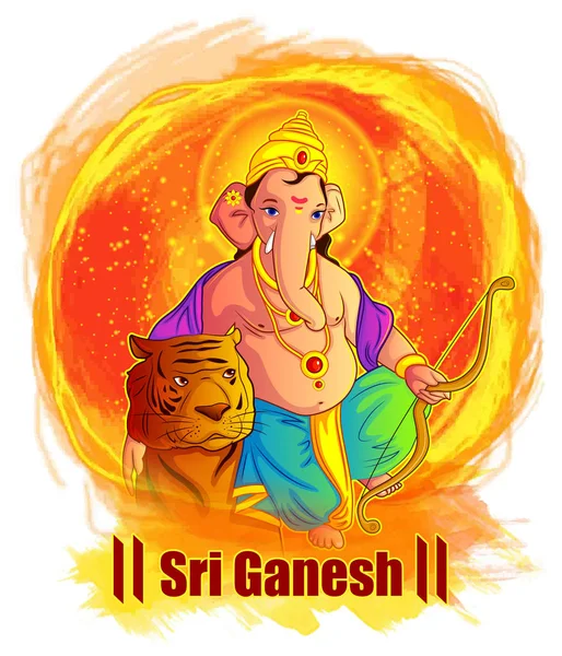 Ілюстрація Господь Ganpati фон для Ганеш Chaturthi з повідомлення в хінді Ганапаті — стоковий вектор