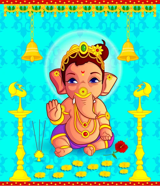 Illustration du fond de Lord Ganpati pour Ganesh Chaturthi avec message en hindi Ganapati — Image vectorielle