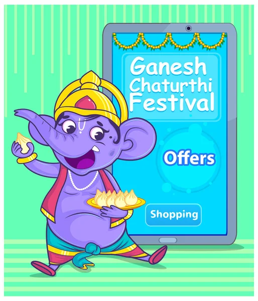 Ilustracja Lord szczęśliwy tło dla Ganesh Chaturthi — Wektor stockowy