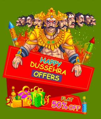 Ravan çiziminde Dussehra Navratri Festivali Türkiye poster