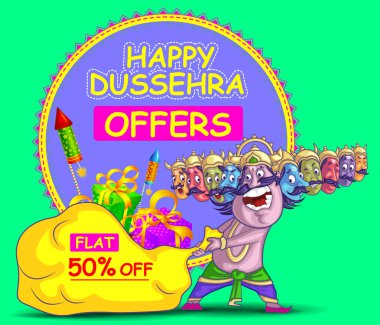 Ravan çiziminde Dussehra Navratri Festivali Türkiye poster