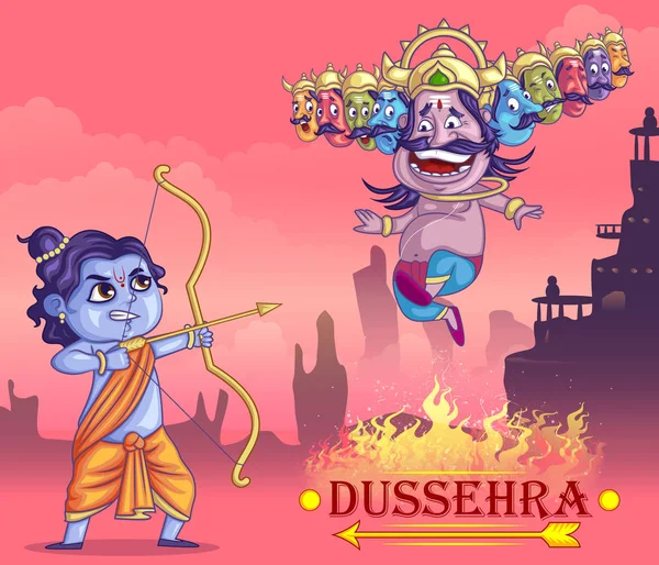 Illustration of  Ravan in Dussehra Navratri festival of India poster — Stock Vector