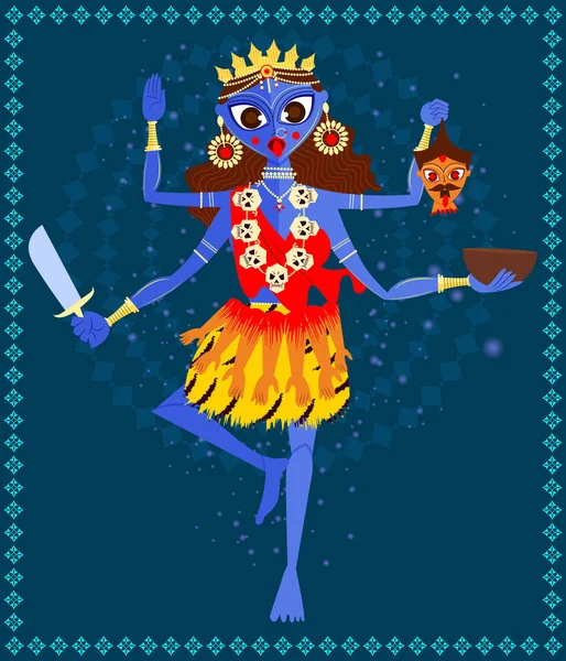 Navaratri (幸せこれ Dussehra の女神 maa kali の例) — ストックベクタ