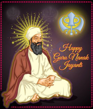 mutlu guru nanak jayanti illüstrasyon poster afiş