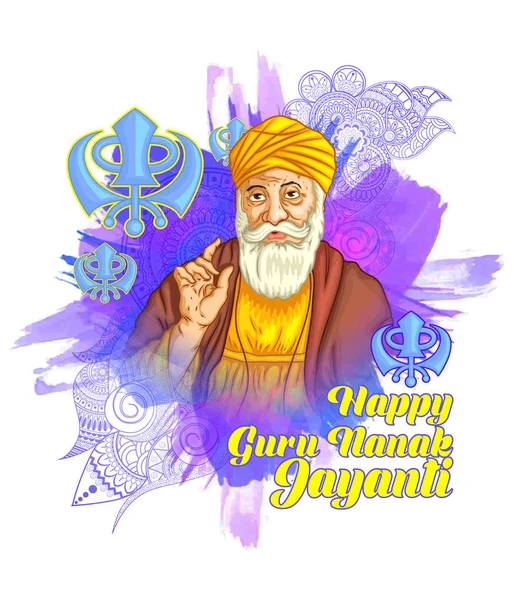 Feliz guru nanak jayanti ilustração cartazes banners —  Vetores de Stock