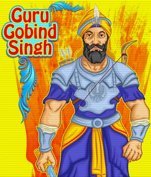 Gelukkig Goeroe Gobind Singh Jayanti Festival Illustratie Voor Sikh Punjabi — Stockvector