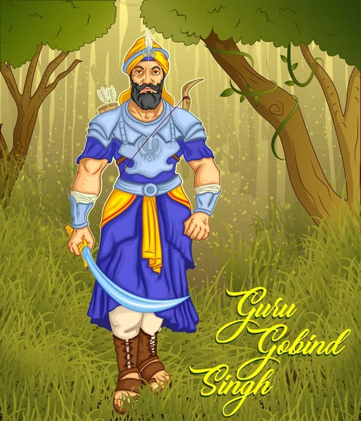 Glad Guru Gobind Singh Jayanti Festival Illustration För Sikh Punjabi — Stock vektor