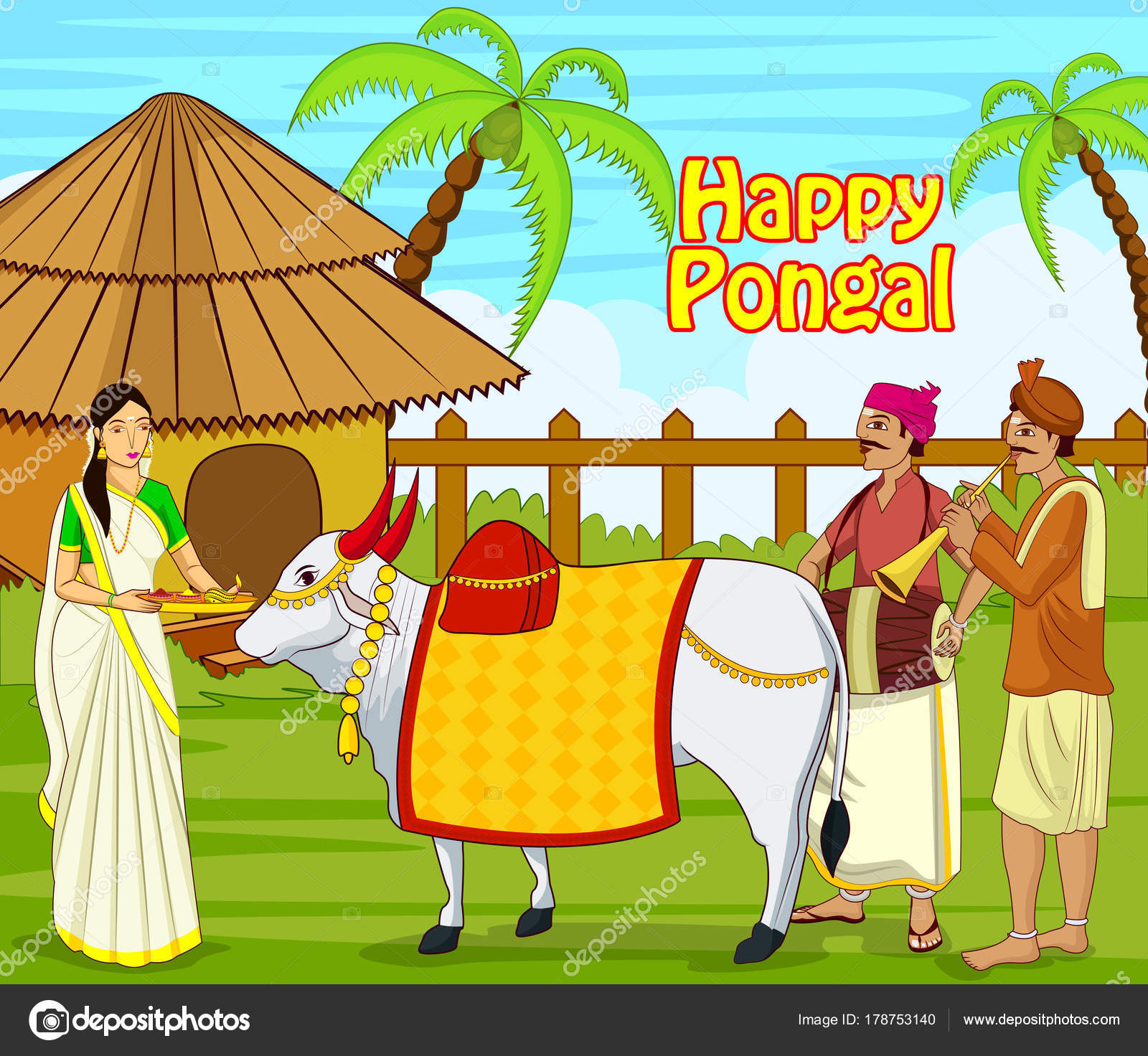 Illustration Happy Pongal Festival Stock Vector Image by ©ColorBolt  #178753140