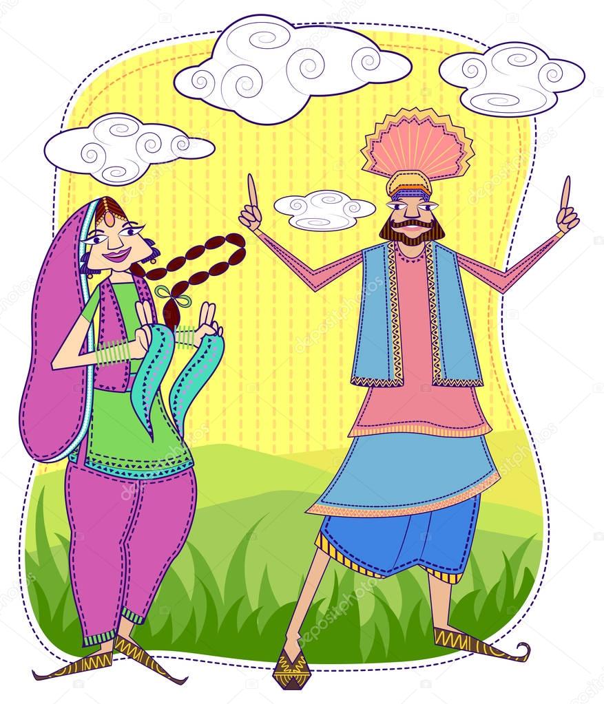 illustration of lohri for punjabi festivals