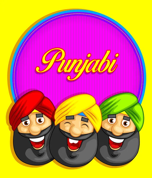Desenho Animado Estilo Punjabi Personagem Ilustração — Vetor de Stock