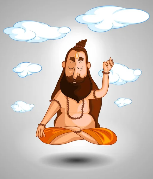 Zeichentrickfilm Indische Sadhu Figur Illustration — Stockvektor