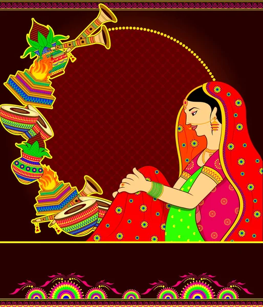 Conception Cartes Invitation Mariage Indien — Image vectorielle