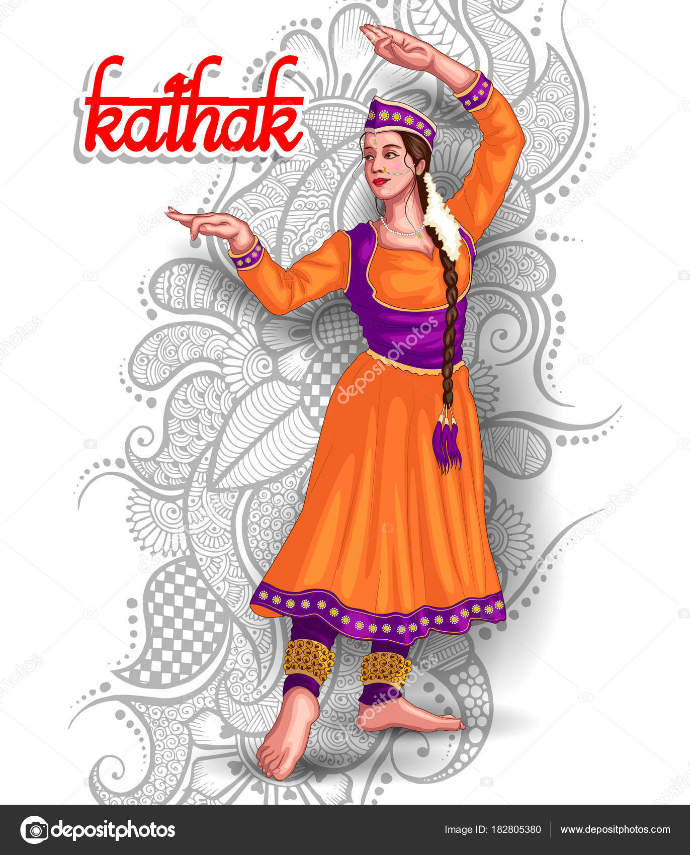 Illustration Indian Kathak Dance Form Stock Vector Image by ©ColorBolt  #182805380