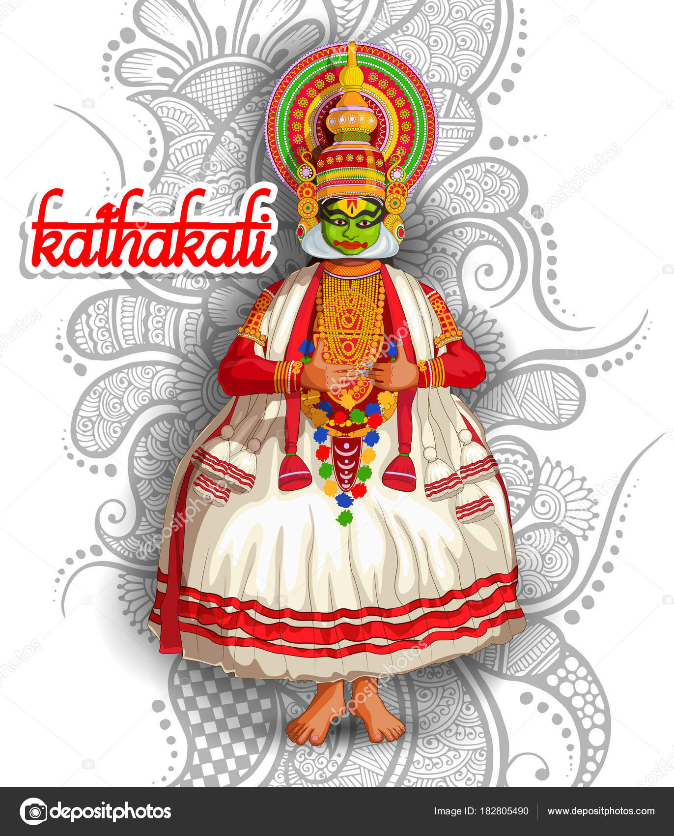 Illustration Indian Kathakali Dance Form Stock Vector Image by ©ColorBolt  #182805490