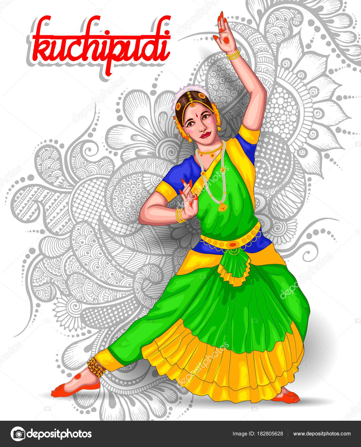 Illustration Indian Kuchipudi Dance Form Stock Vector Image by ©ColorBolt  #182805628