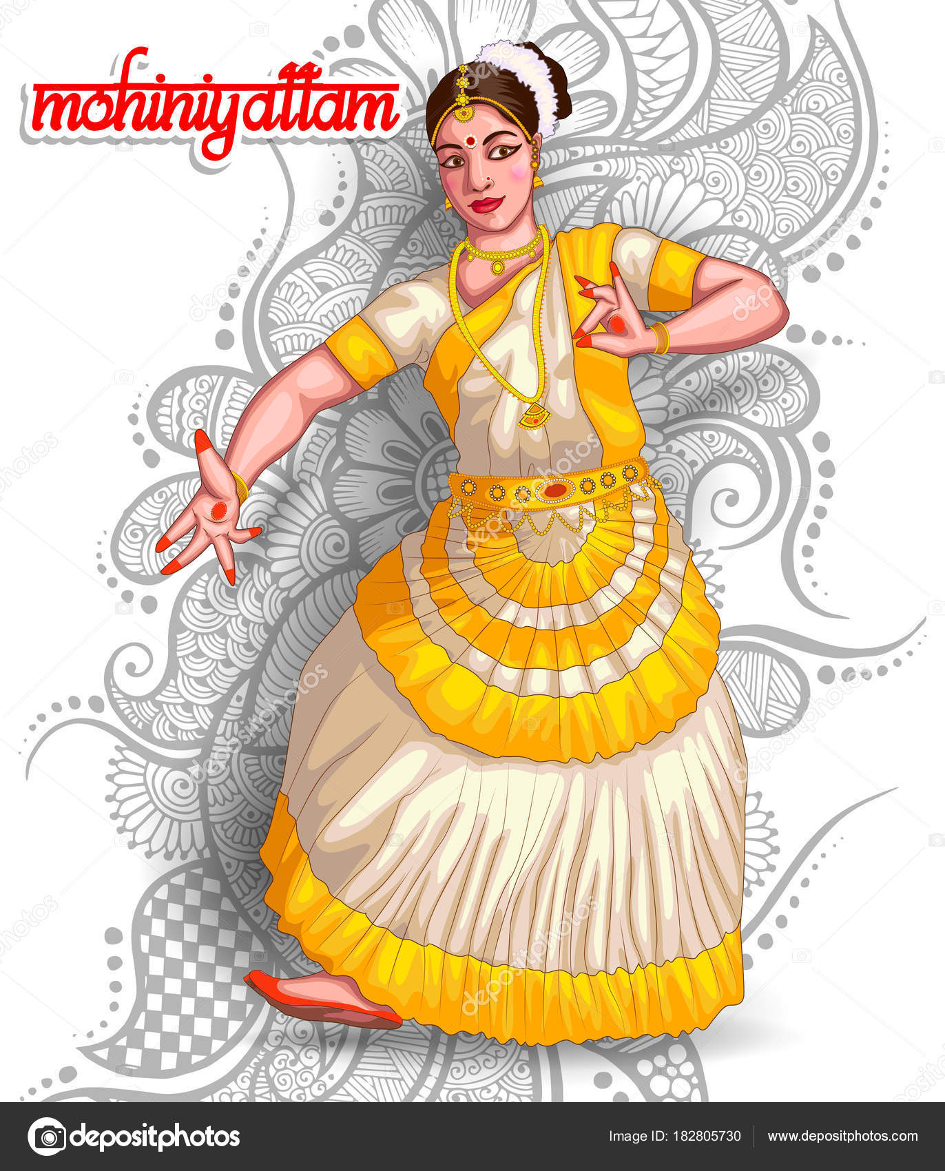 Illustration Indian Mohiniyattam Dance Form Stock Vector by ©ColorBolt  182805730