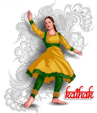  illustration of Indian kathak dance form clipart