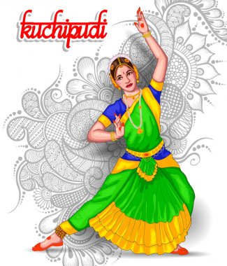 illustration of Indian Kuchipudi dance form clipart