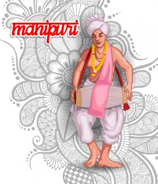 illustration of Indian Manipuri dance form clipart