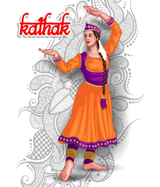 Illustrazione Della Forma Danza Kathak Indiano — Vettoriale Stock