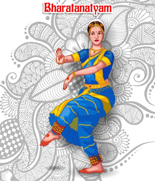 Ilustrasi Bentuk Tarian India Bharatnatyam - Stok Vektor