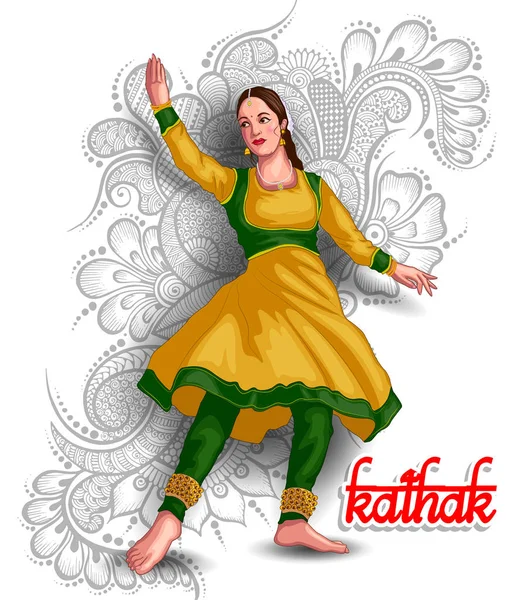 Illustration Der Indischen Kathak Tanzform — Stockvektor