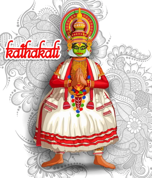 Ilustrasi Bentuk Tarian Kathakali India - Stok Vektor