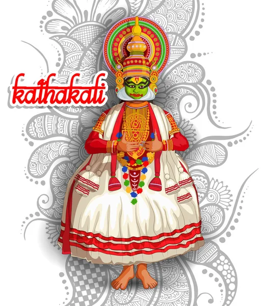 Illustration Danse Kathakali Indienne — Image vectorielle