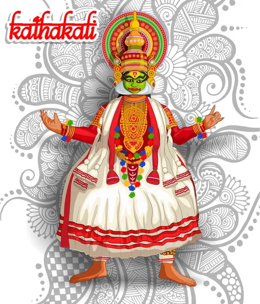 Illustration Danse Kathakali Indienne — Image vectorielle