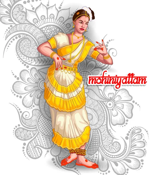Illustration Der Indischen Mohiniyattam Tanzform — Stockvektor