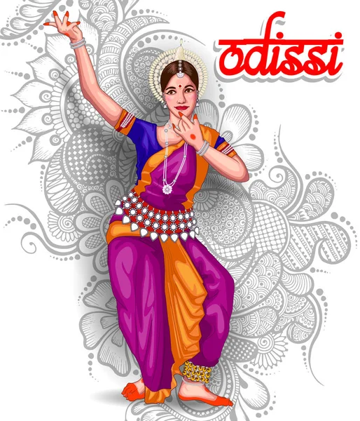 Ilustración Forma Danza Odissi India — Vector de stock