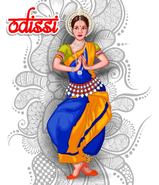 Ilustración Forma Danza Odissi India — Vector de stock