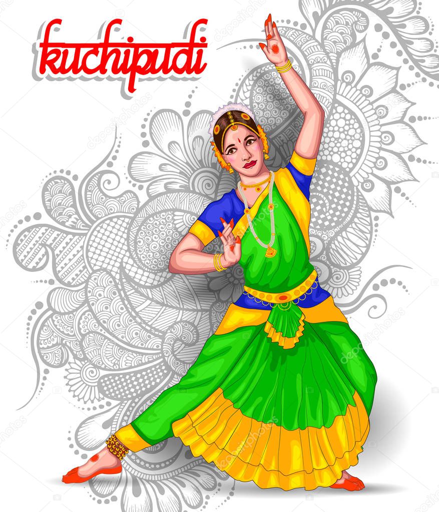 illustration of Indian Kuchipudi dance form