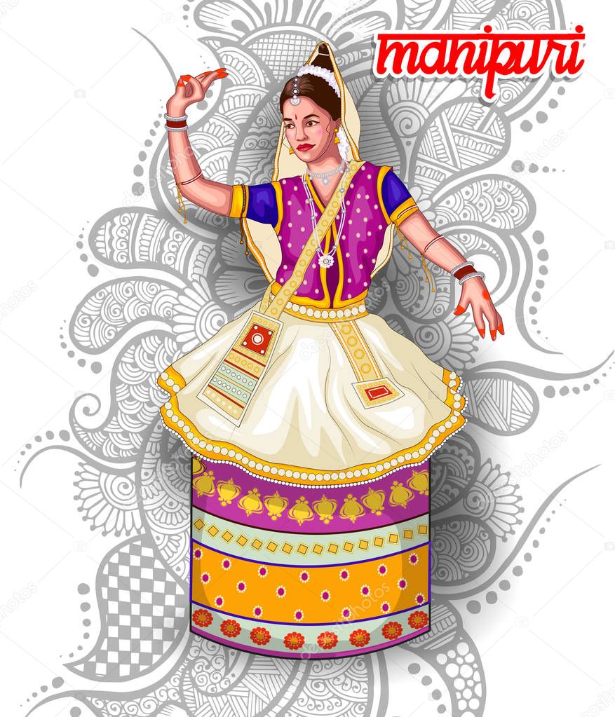 illustration of Indian Manipuri dance form