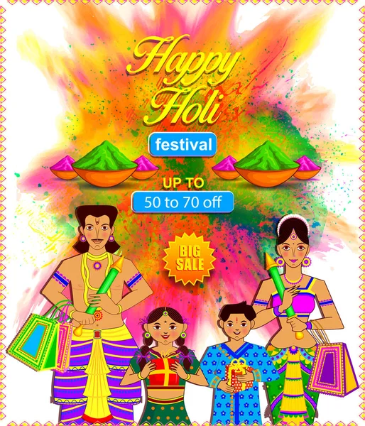 Ilustrace Pro Indický Festival Happy Holi — Stockový vektor